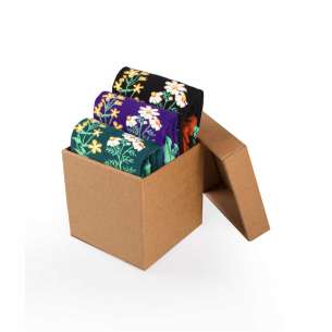 Coffret de 3 paires de Chaussettes Coton fin Herbes Violet Vert foncé Noir