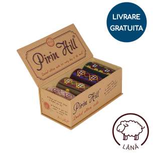 Cutie cu 4 perechi de șosete din Lână cu Motive Tradiționale