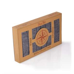 Coffret Laine mérinos Homme Chaussettes + Écharpe Côtes Gris