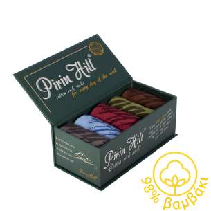 Πολυτελές κουτί με 5 ζευγάρια κάλτσες από 98% βαμβάκι Πινελιές