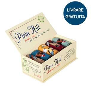 Cutie Lux cu 5 Perechi de Șosete Fine din Bambus cu Flori și Păsări