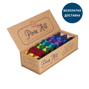 Луксозна кутия със 7 чифта Памучни чорапи с Шотландско Каре
