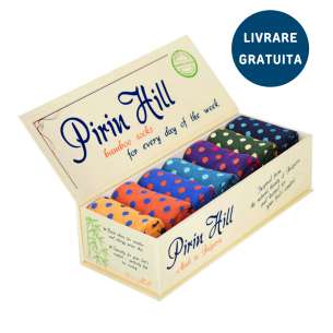 Cutie Lux cu 7 perechi de șosete din Bambus cu Buline AW19