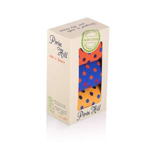 Cutie cu 3 perechi de șosete din Bambus cu Buline - Portocaliu, Albastru, Galben