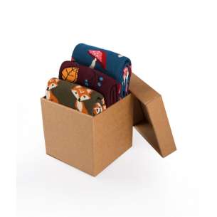 Coffret de 3 paires de Chaussettes Coton Automne Champignons Feuilles Renards